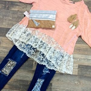 Peach Lace Top